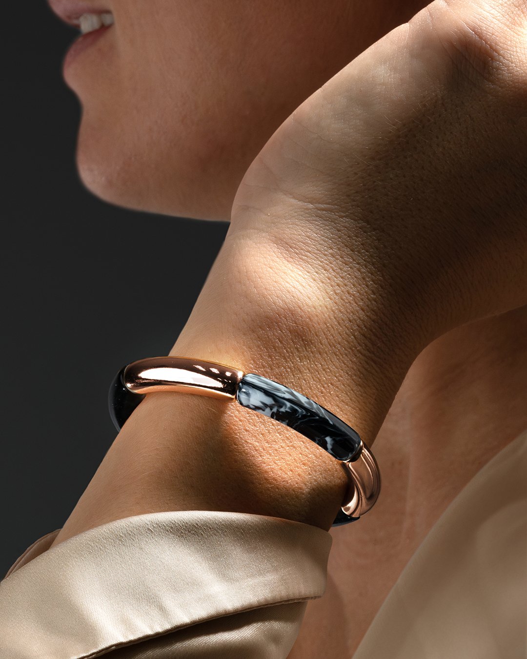 Bracelet Acétate Noir cendré Ticina