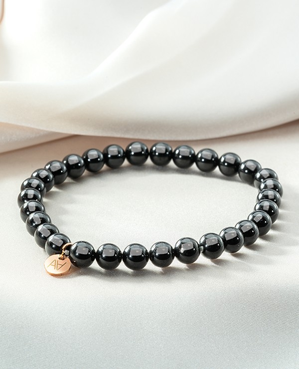 Bracelet spinelle noire 6mm