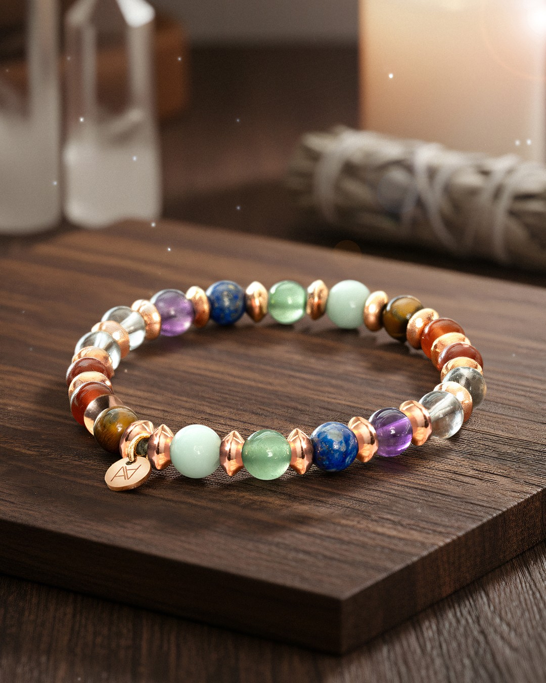 Packshot Bracelet Lithothérapie 7 Chakras Sérénité