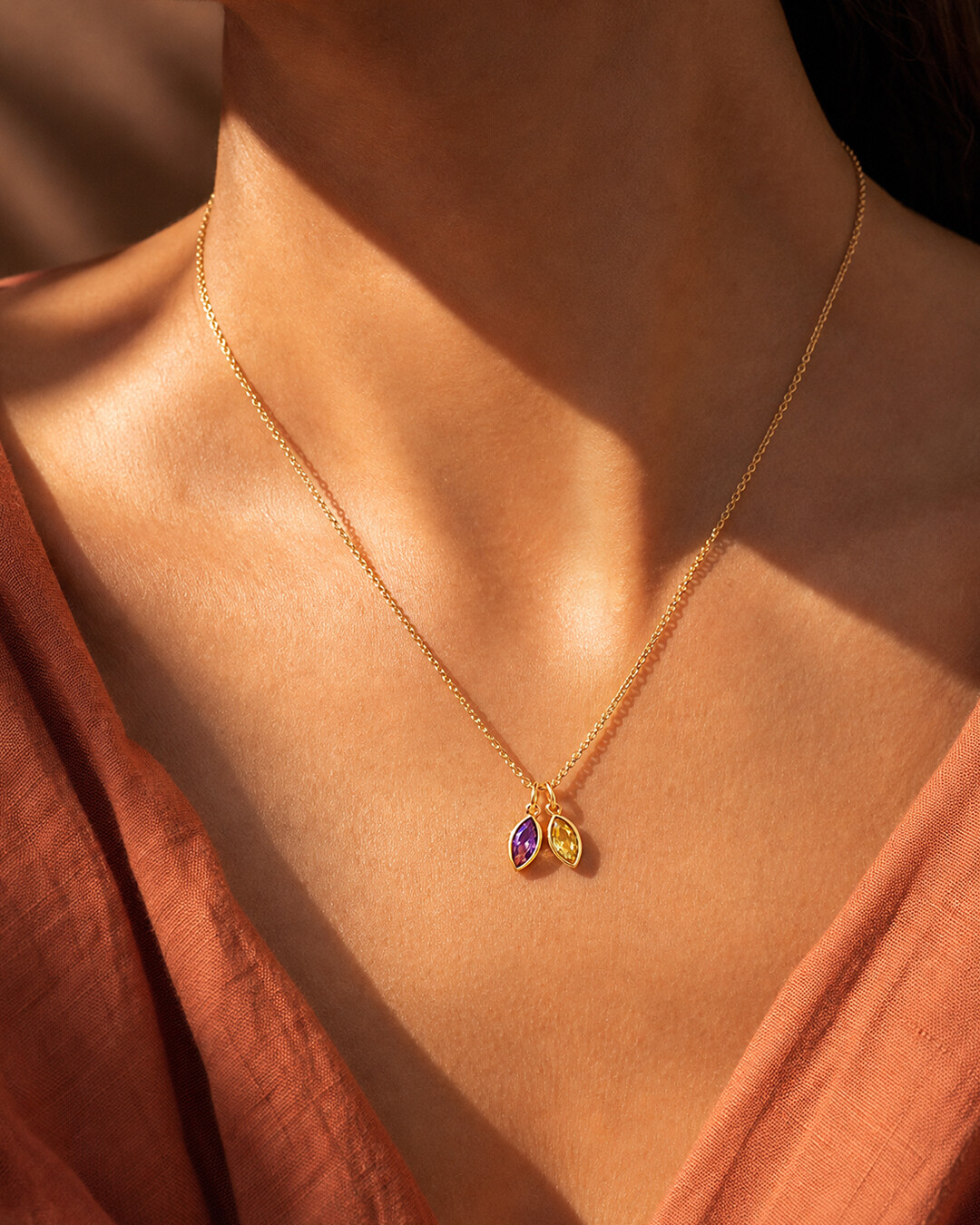 Pendentif Zircon violet et jaune Vallorosa