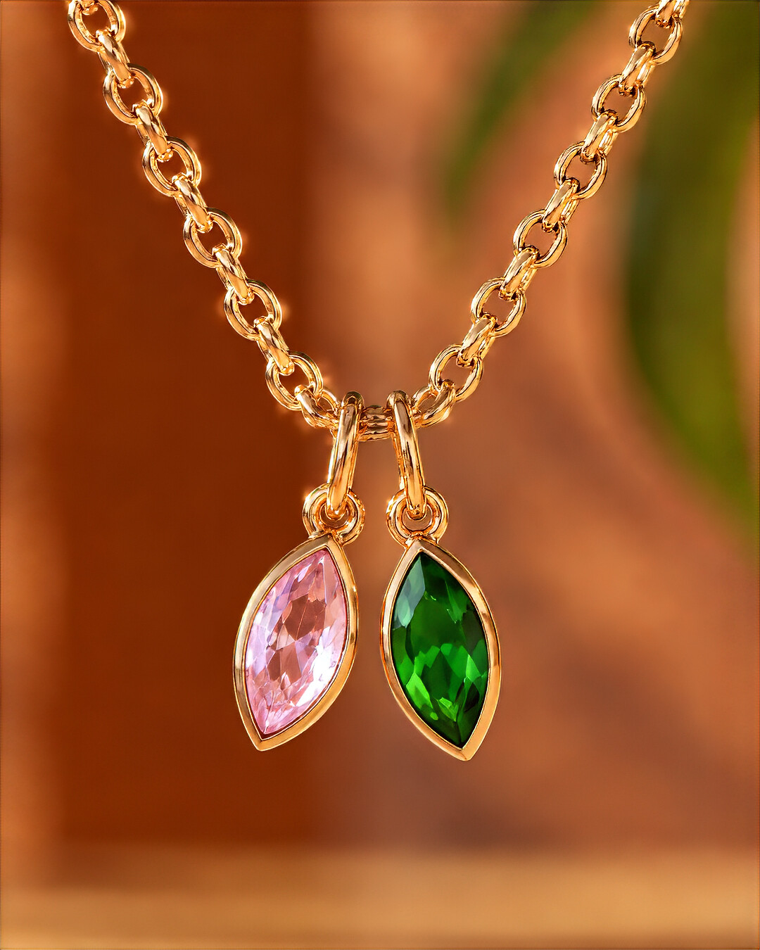 Pendentif Zircon vert et rose Fioraverde