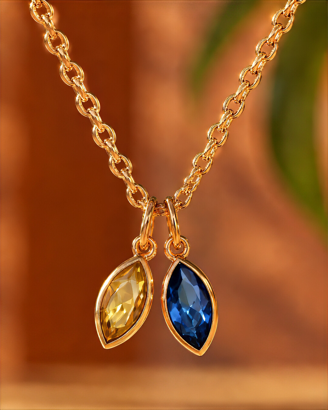 Pendentif Zircon jaune et bleu Cefalmare