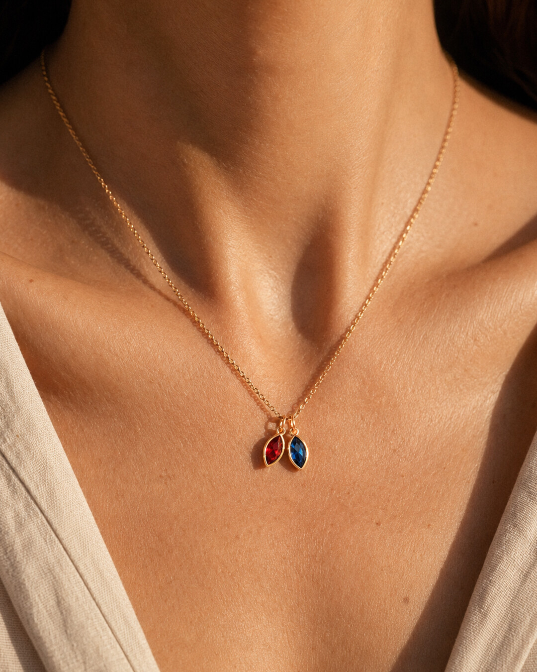 Pendentif Zircon rouge et bleu Monteblù