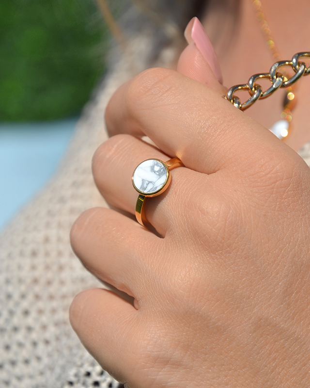 Lifestyle Bague  Howlite Blanche Levola