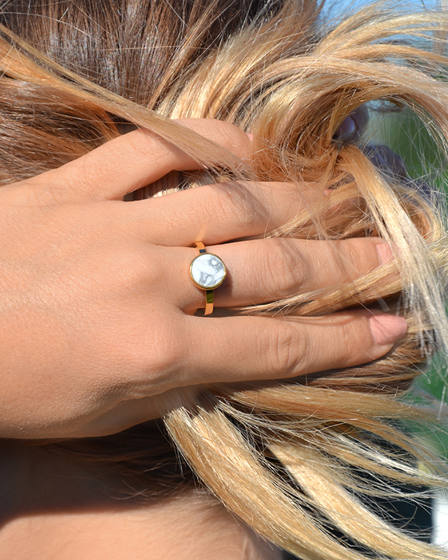 Lifestyle Bague  Howlite Blanche Levola