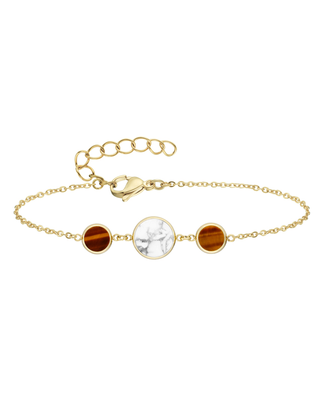 Bracelet Howlite Blanche et Oeil de Tigre Levoli