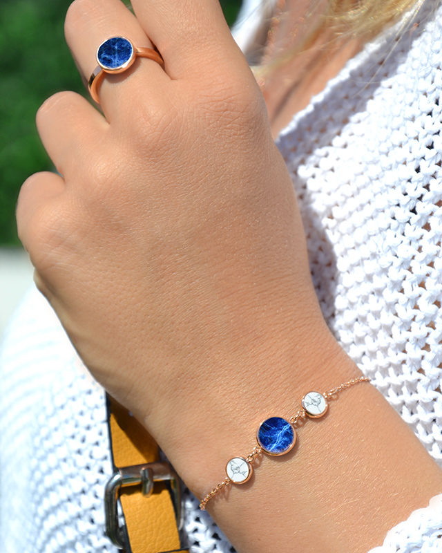 Bracelet Sodalite et Howlite Blanche Gabello