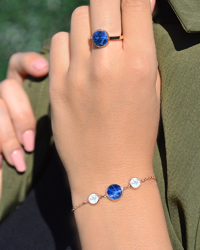 Bracelet Sodalite et Howlite Blanche Gabello