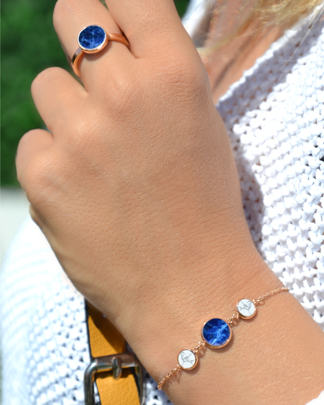 Bracelet Sodalite et Howlite Blanche Gabello