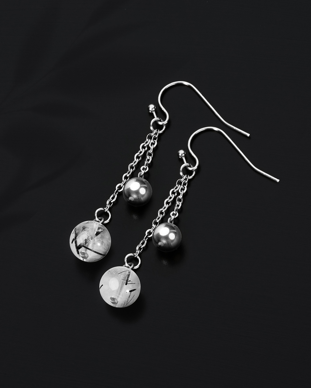 Boucle d'oreilles Quartz rutile tourmaliné Rimini Claro 