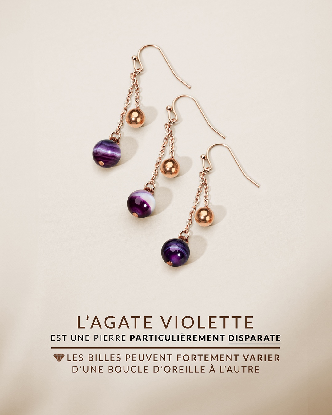 Packshot Boucle d'oreilles Agate violette  Calizzoni 
