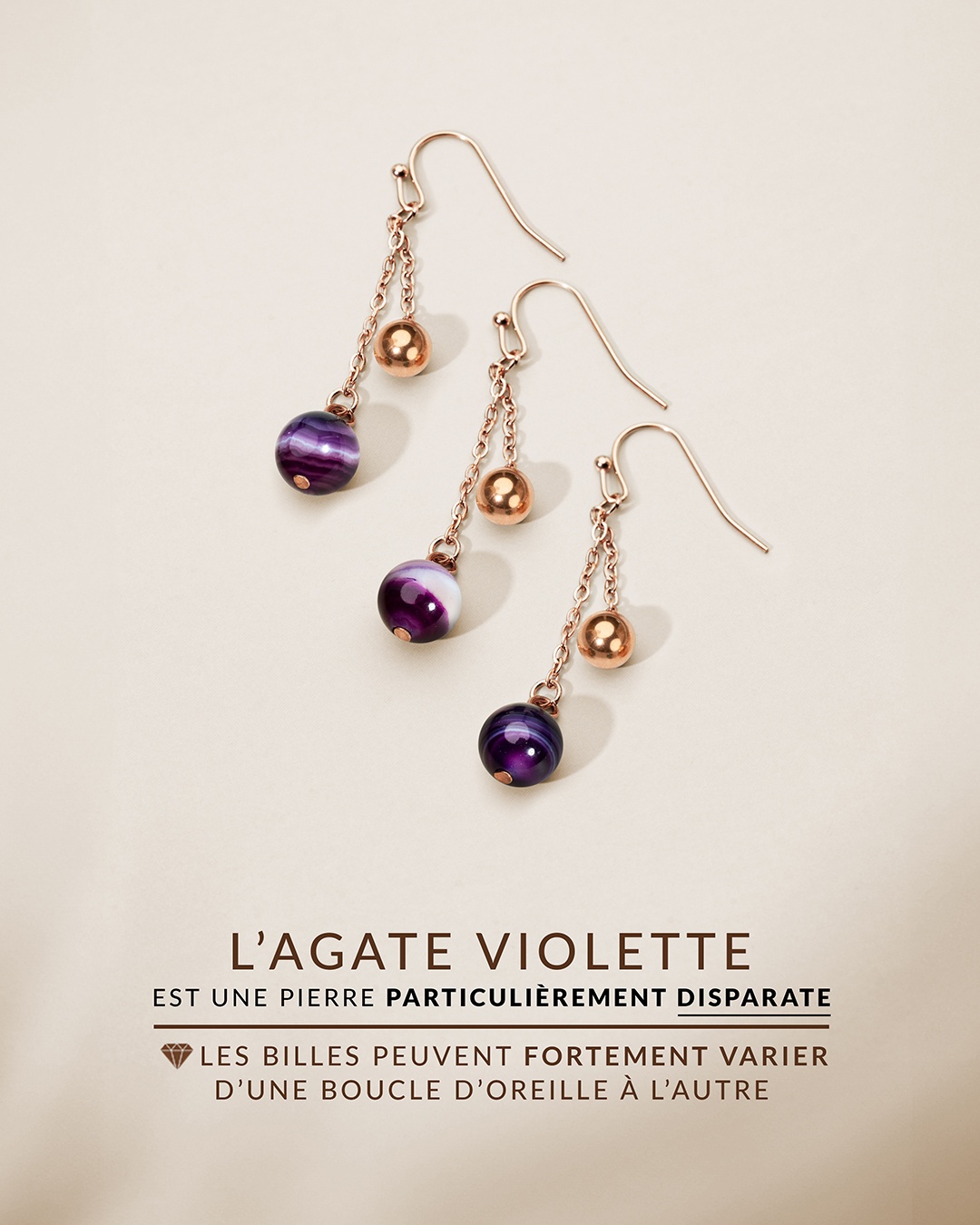 Boucle d'oreilles Agate violette Calizzoni 