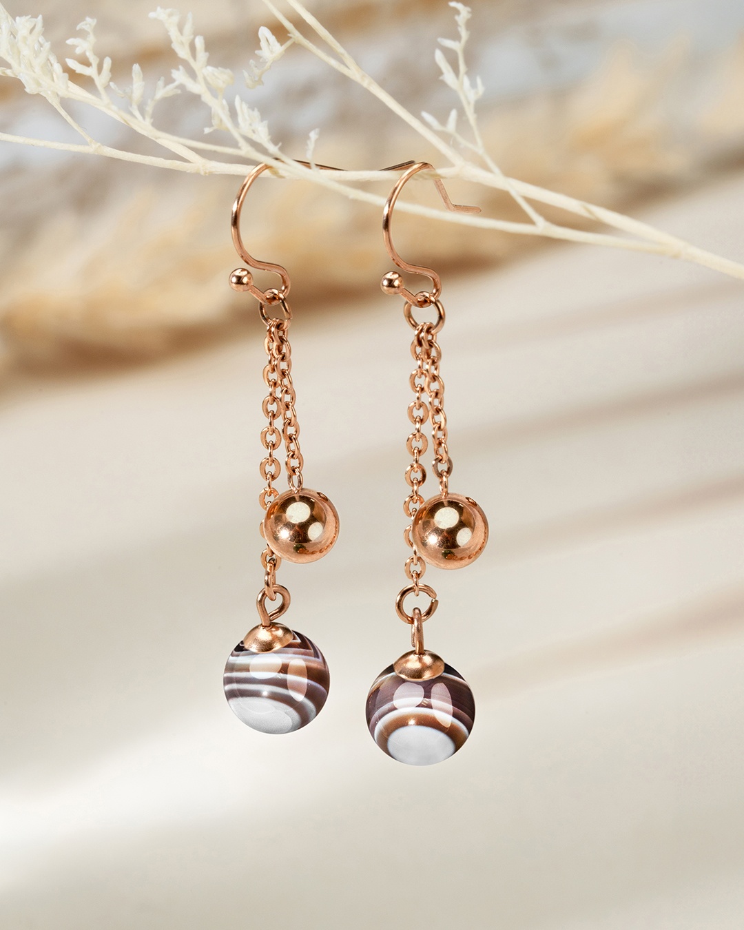 Packshot Boucle d'oreilles Agate du Botswana Avellini Oscuro