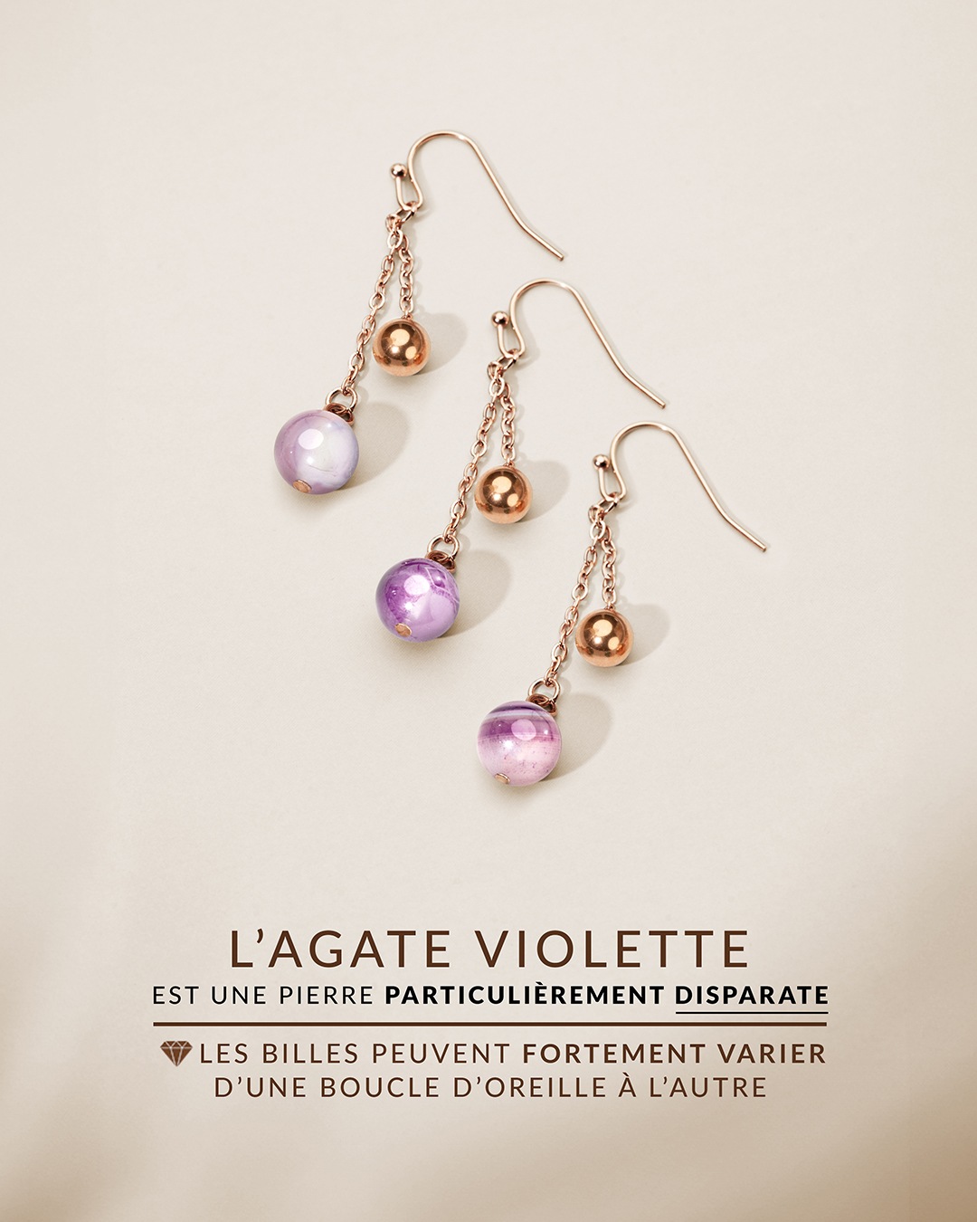 Boucle d'oreilles Agate violette Calizzoni Claro